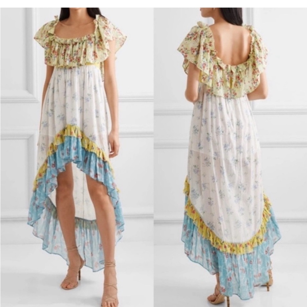 LoveShackFancy Yellow and White Floral Dress